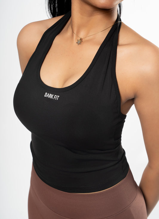 HALTER CROP TOP-Black