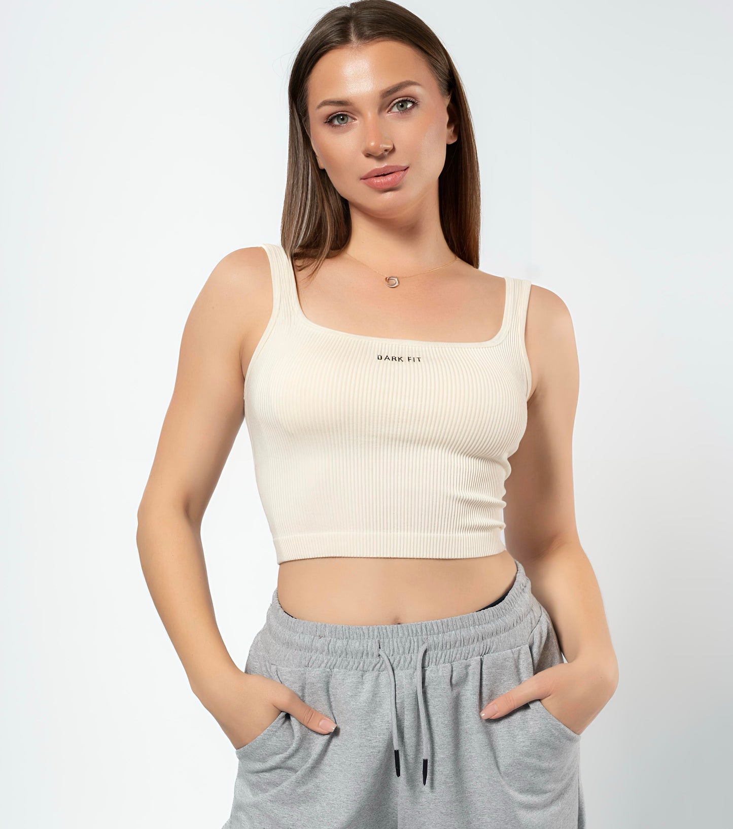 RIBBED TANK CROP TOP-white