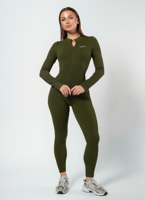 ZIP FRONT JUMPSUIT -Green