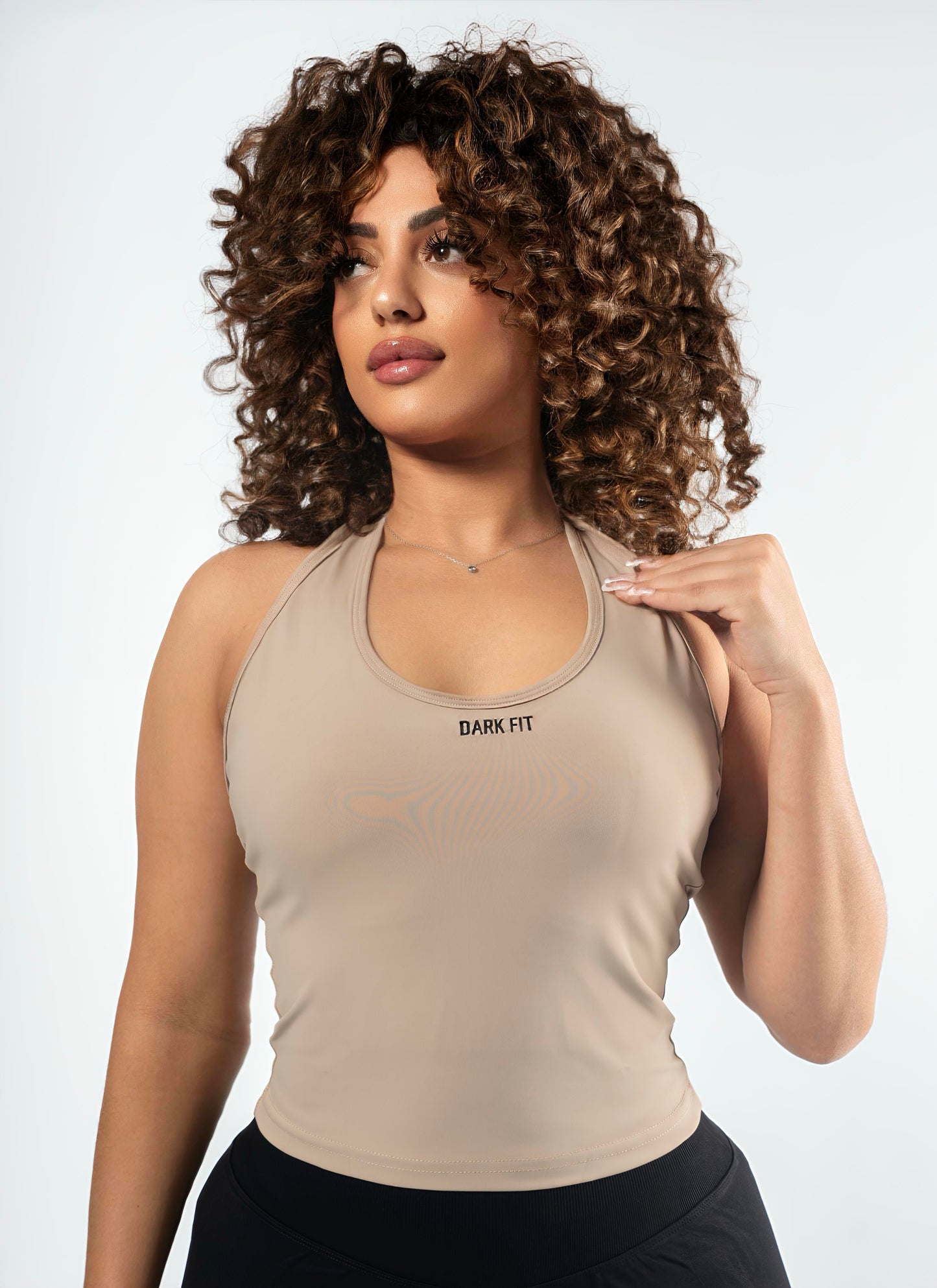 HALTER CROP TOP-Brown