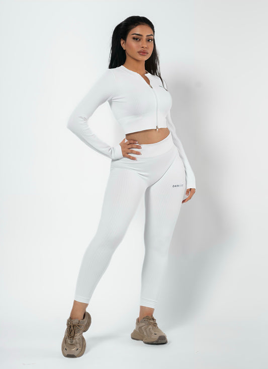 RIBBED ZIP SET (2-PIECE)-white