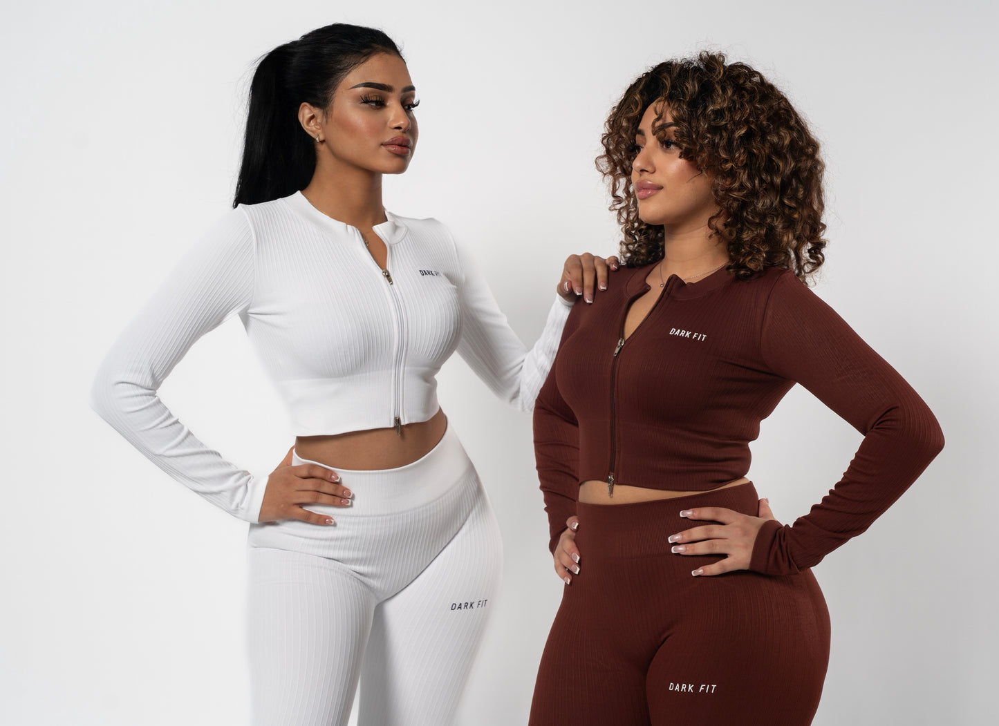 RIBBED ZIP SET (2-PIECE)-Brown