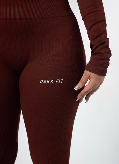 RIBBED ZIP SET (2-PIECE)-Brown