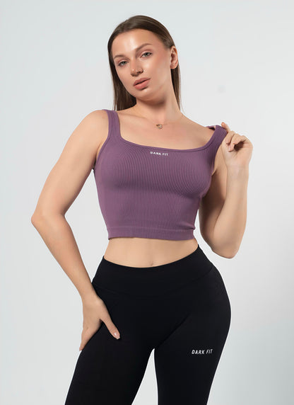 RIBBED TANK CROP TOP-Purple