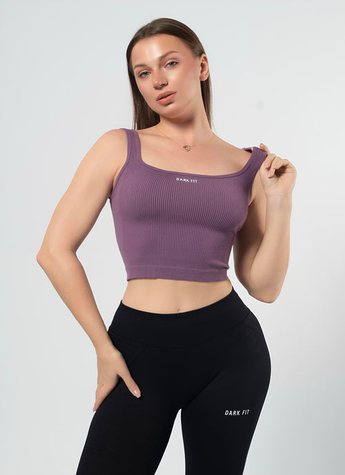 RIBBED TANK CROP TOP-Purple