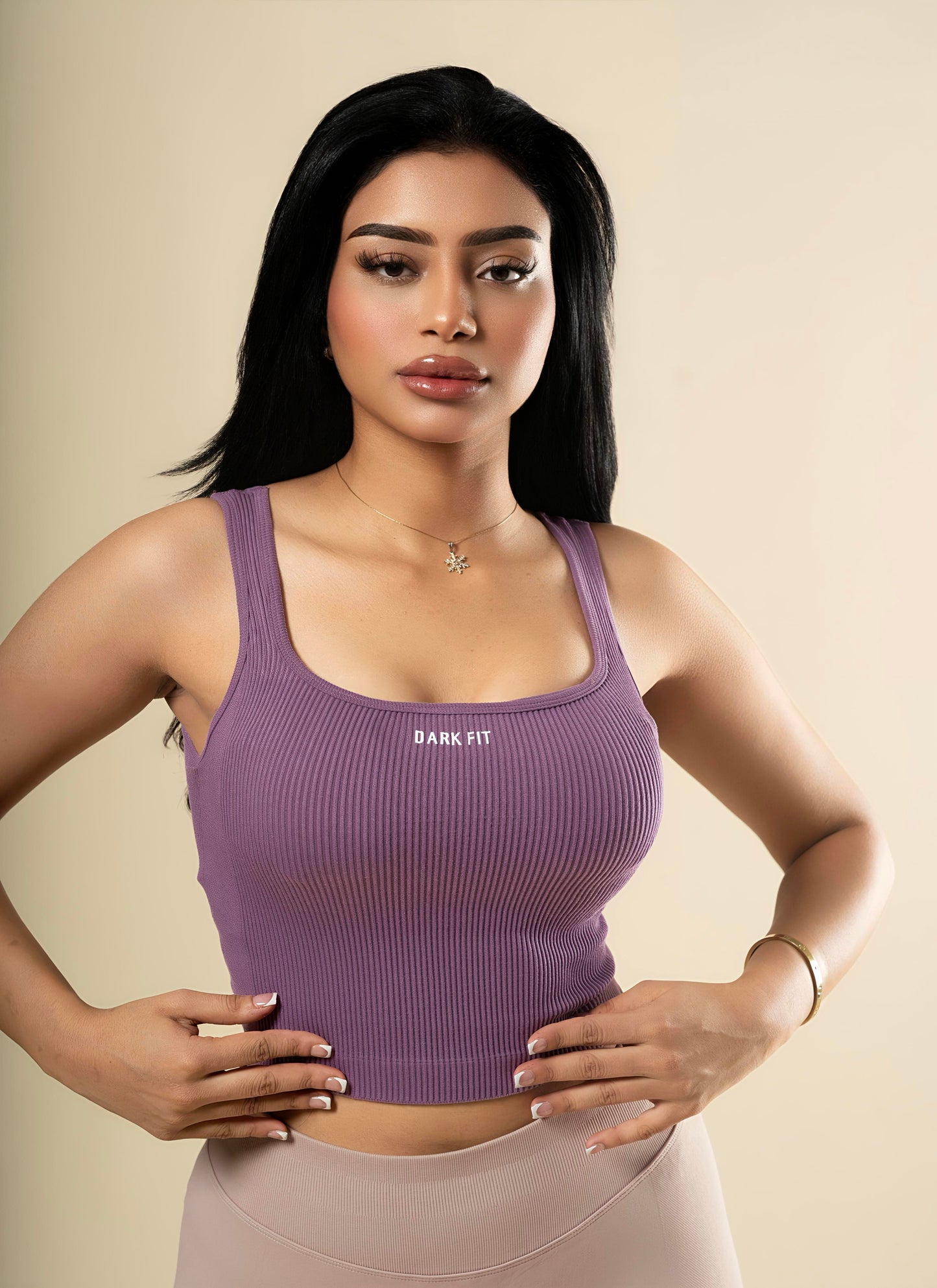 RIBBED TANK CROP TOP-Purple