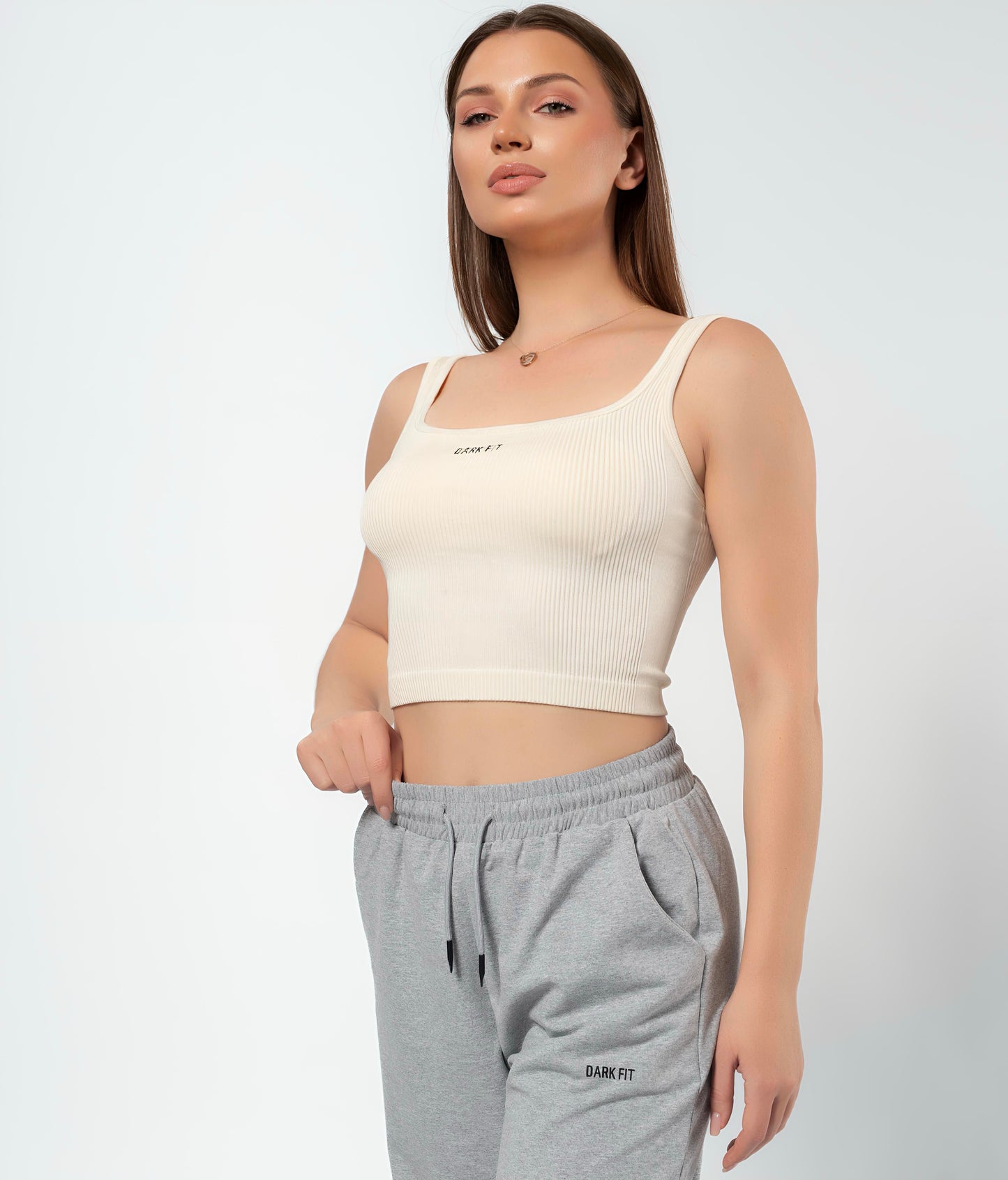 RIBBED TANK CROP TOP-white