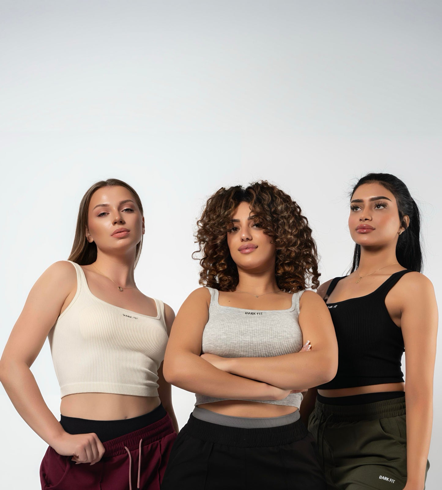 RIBBED TANK CROP TOP-Gray