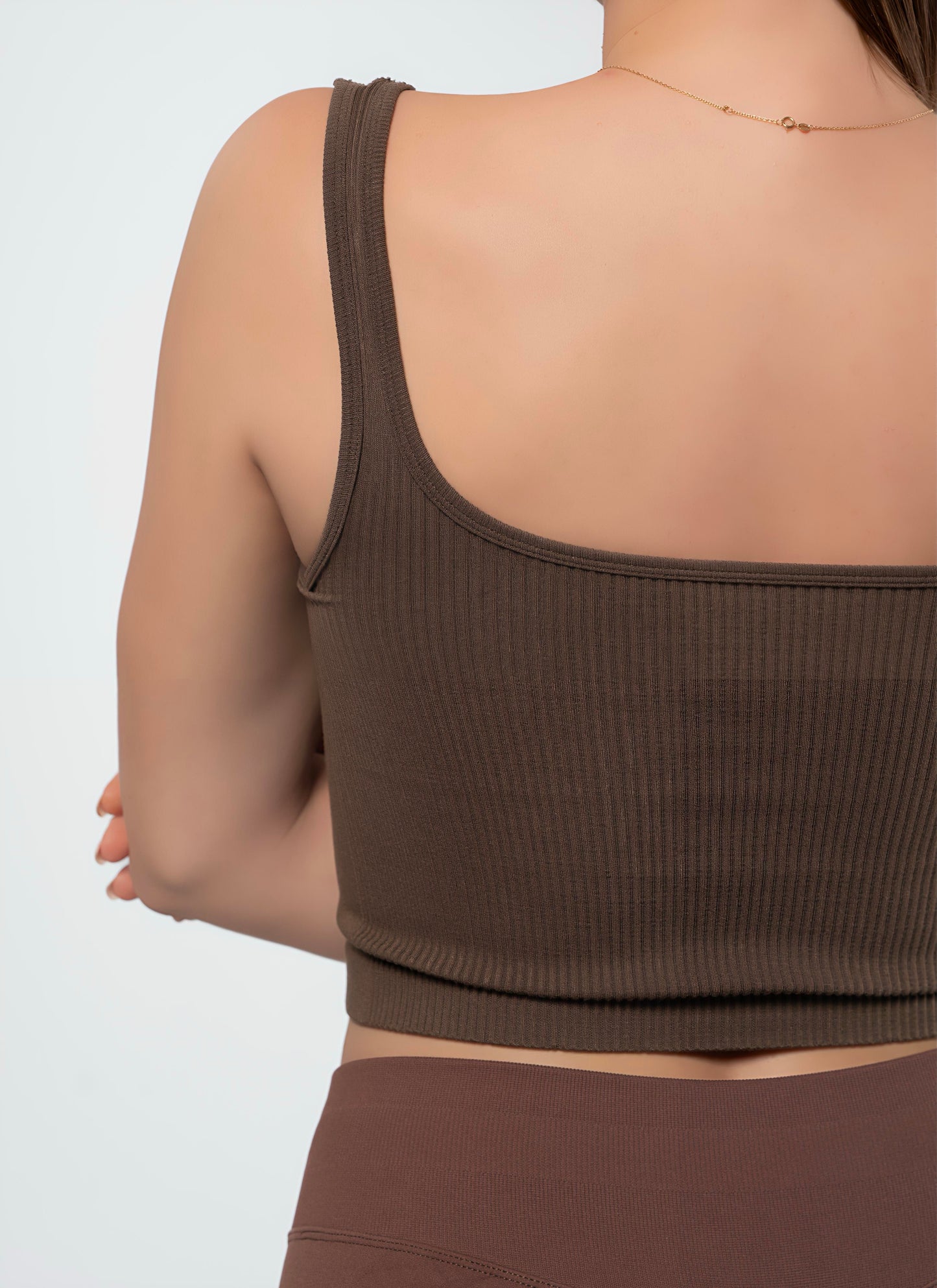 RIBBED TANK CROP TOP-Oliver green