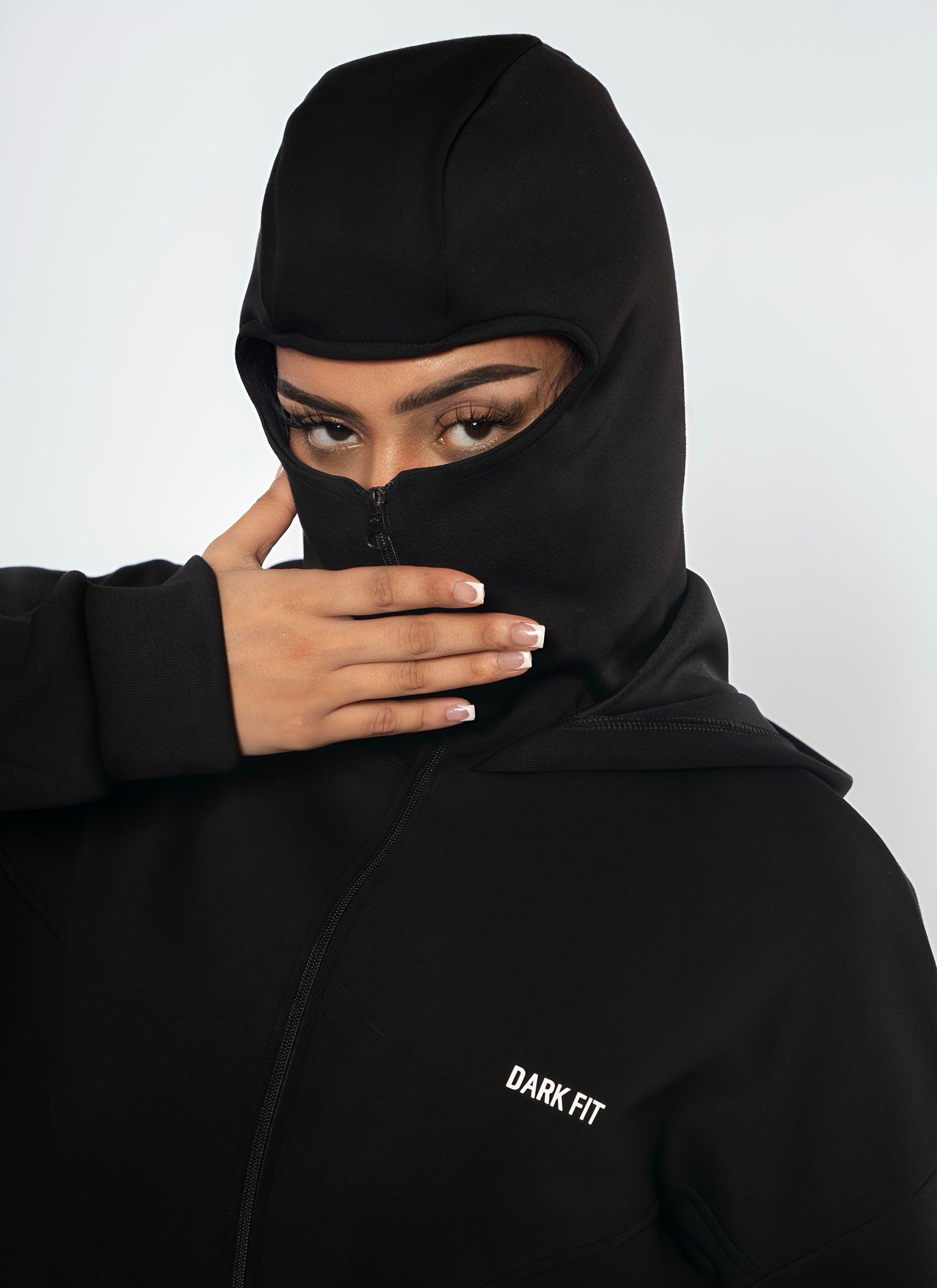 BALACLAVA STYLE – FULL ZIP HOODIE -Black