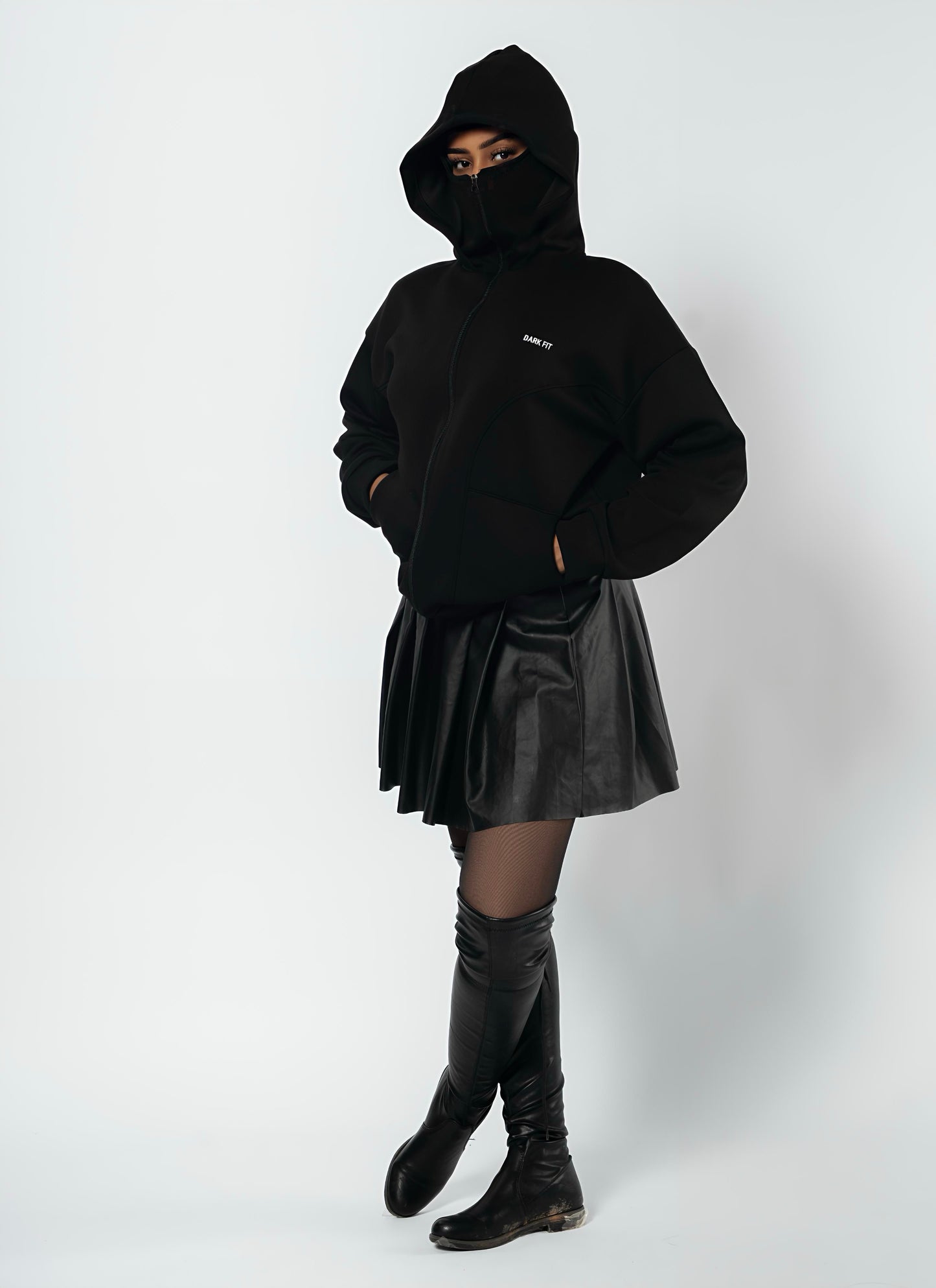 BALACLAVA STYLE – FULL ZIP HOODIE -Black