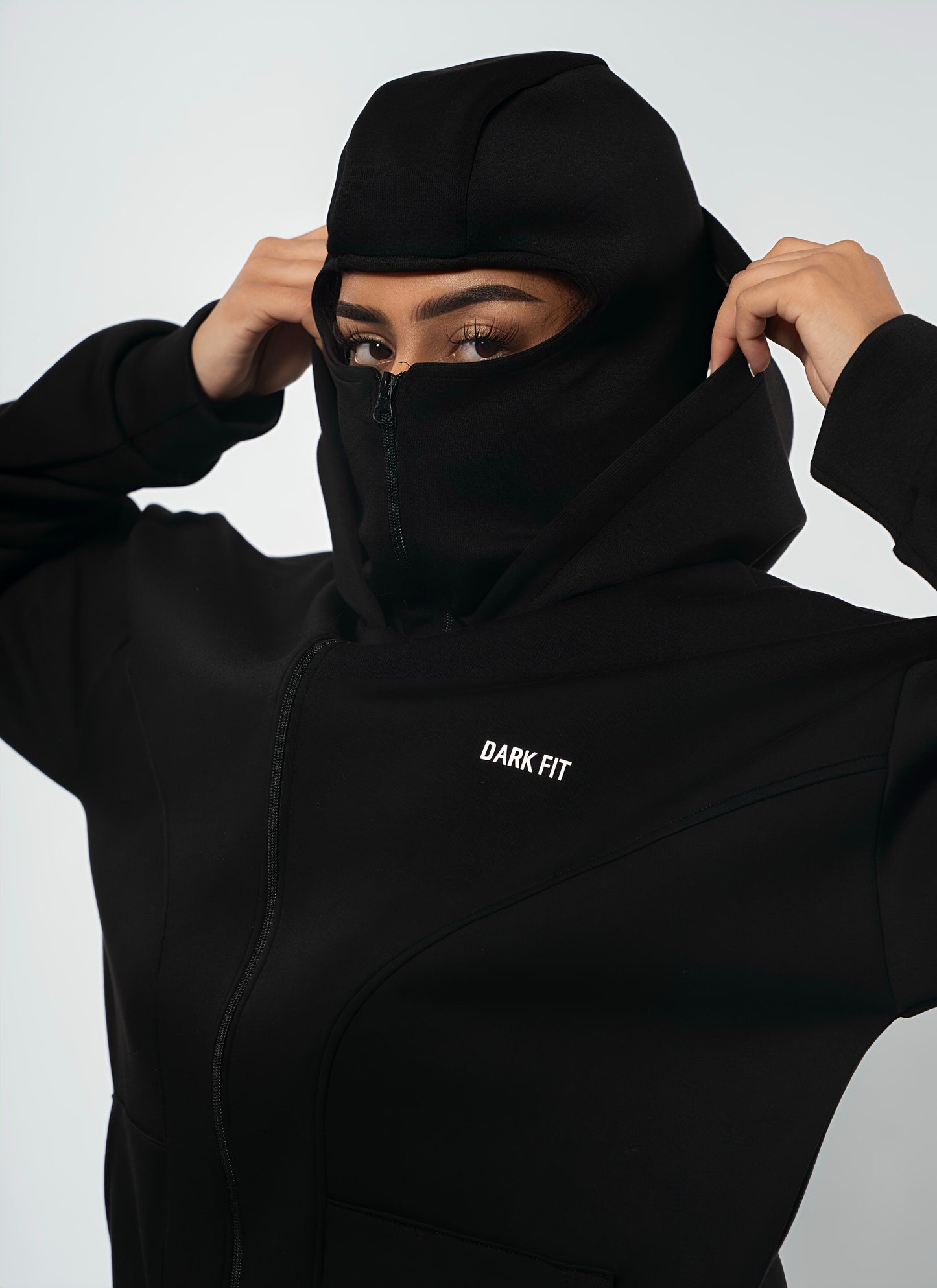 BALACLAVA STYLE – FULL ZIP HOODIE -Black