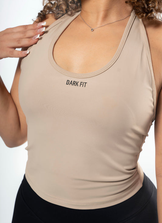 HALTER CROP TOP-Brown
