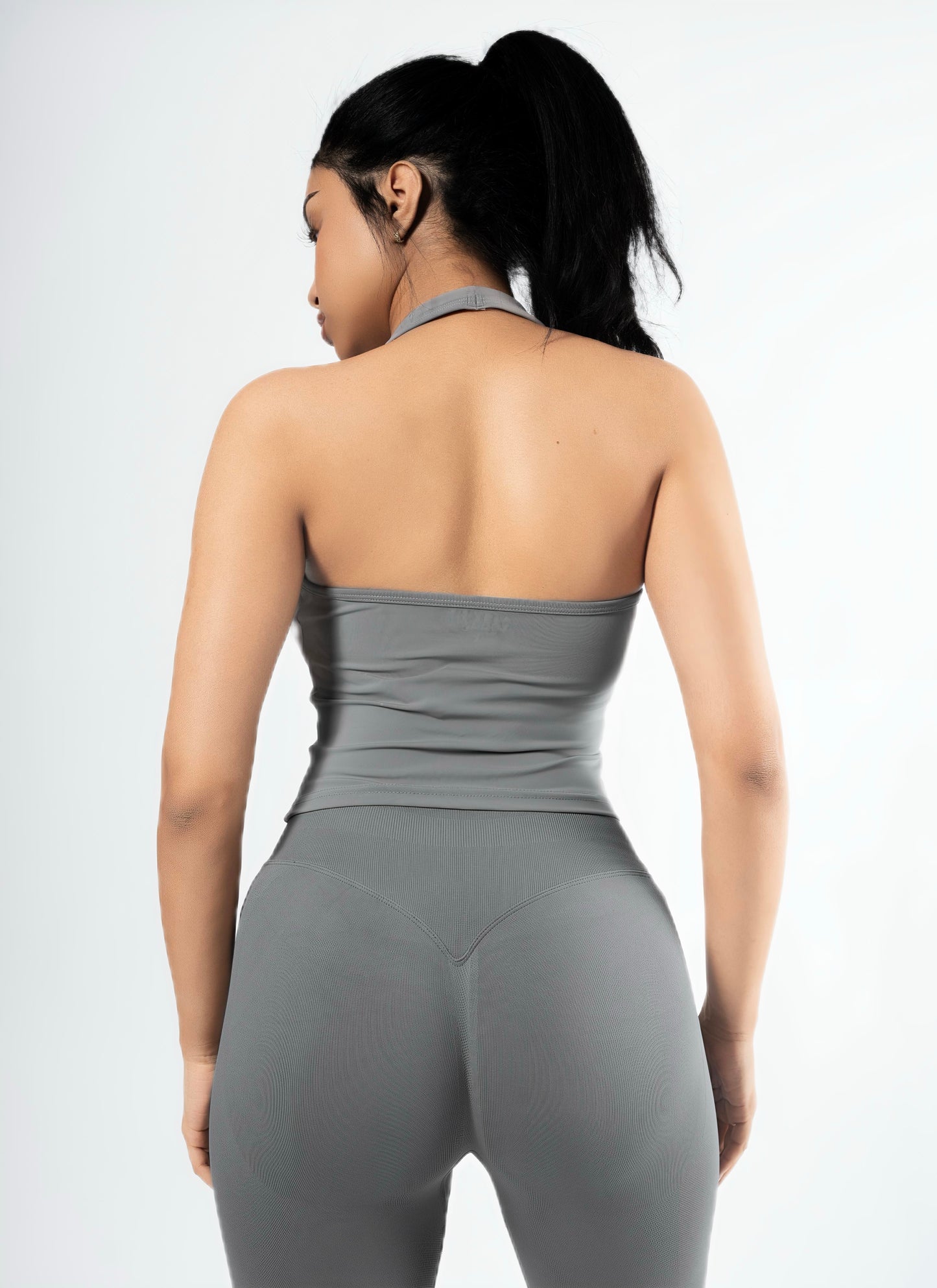 HALTER CROP TOP-Gray