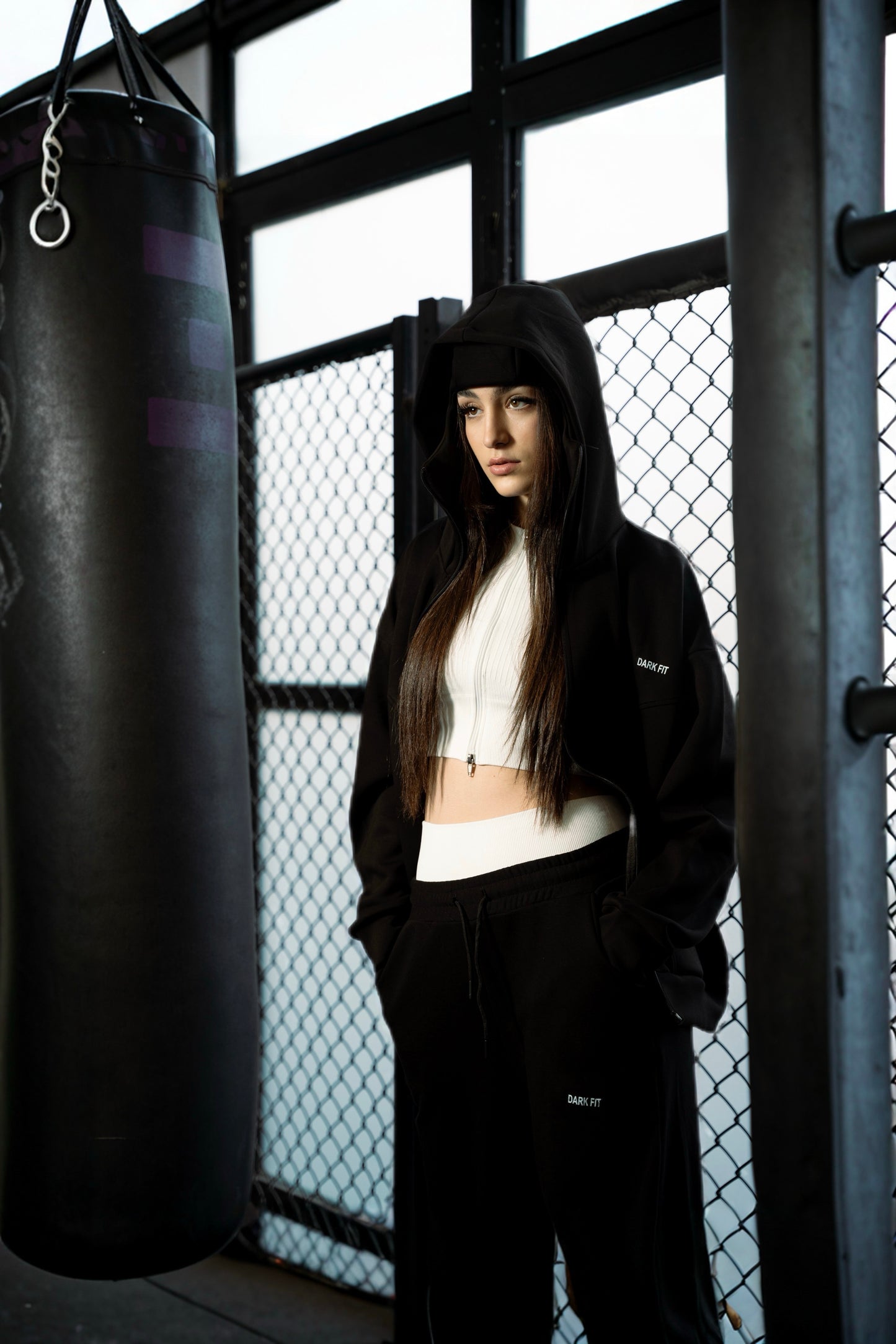 BALACLAVA STYLE – FULL ZIP HOODIE -Black