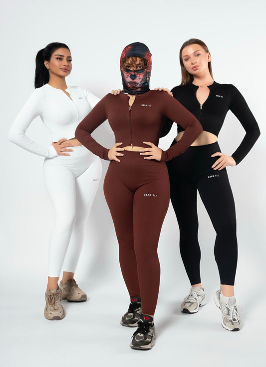 RIBBED ZIP SET (2-PIECE)-black